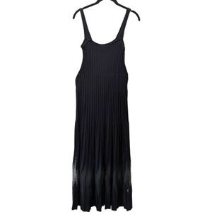 Zara Black Mixed Media Semi Sheer Sleeveless Crinkle Midi Dress (S)